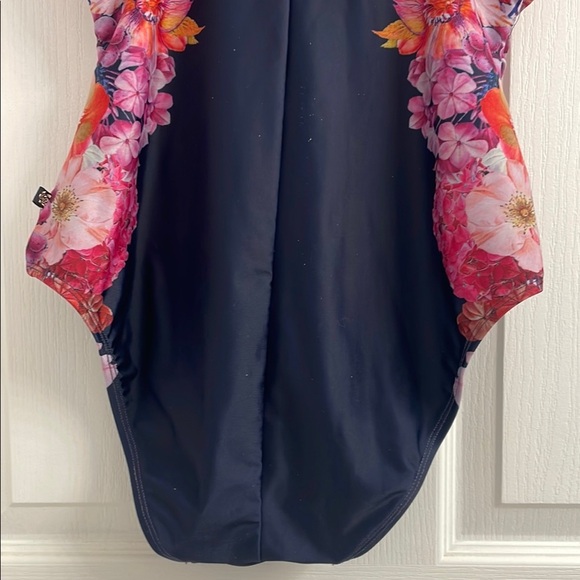 Aqua Rose Navy and Pink Floral One Piece Swimsuit Size M - Picture 8 of 14